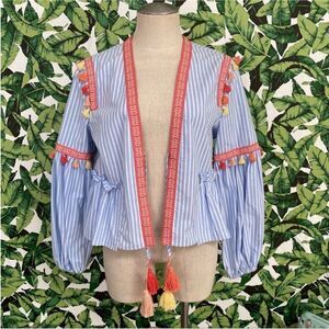 Zara trf Collection Embroidered Peasant Jacket 022